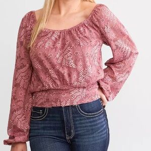 C17- Daytrip Floral Lace Blouse in Dusty Rose